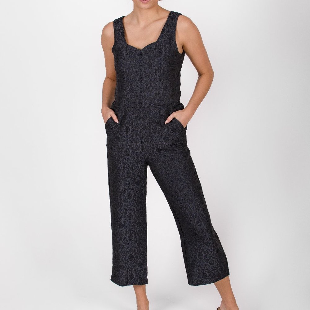 Gray jumpsuit lenght 7/8  jacquard fabric
